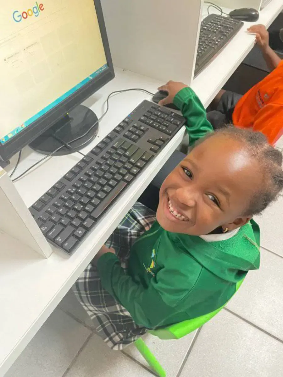 A pupil at a computer during class